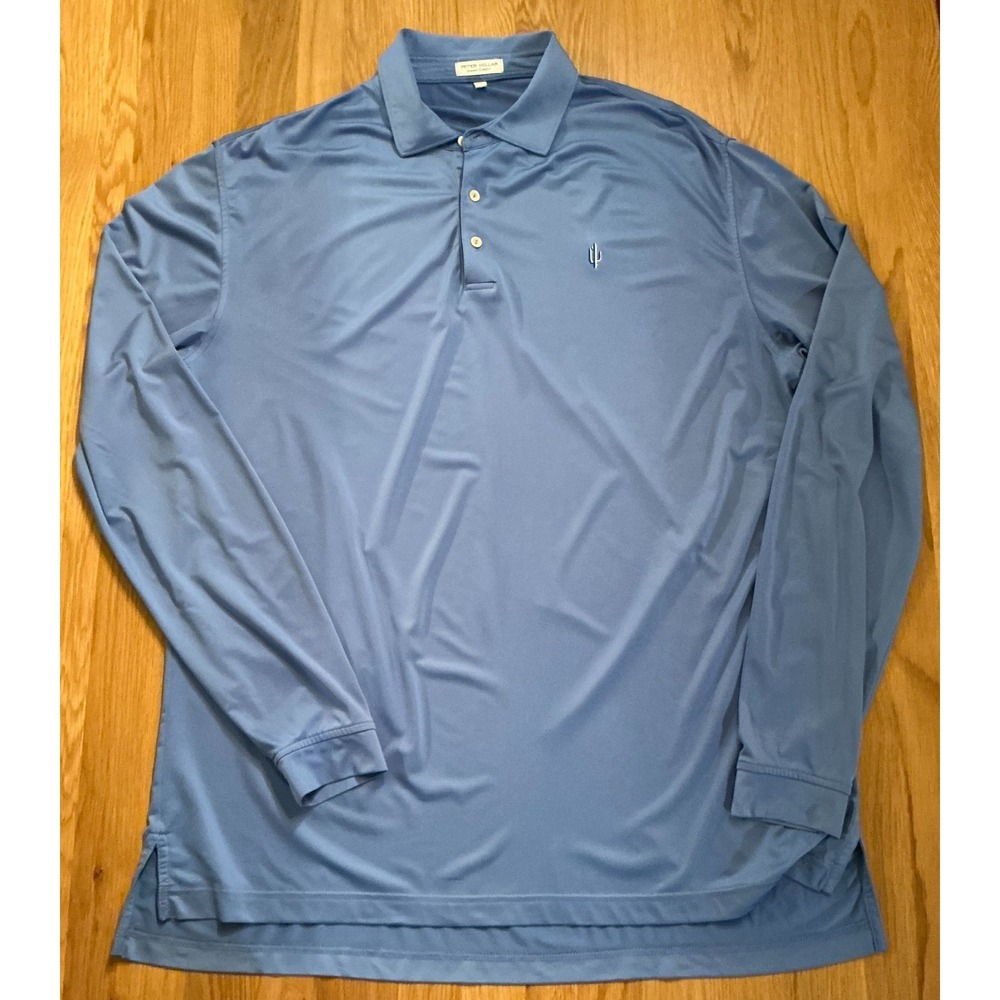 Peter Millar Summer Comfort Golf Pullover Shirt Men's Large Blue Long Sleeve
